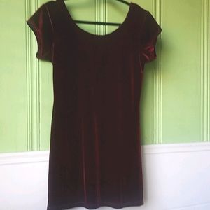Deep red / burgundy velvet mini dress